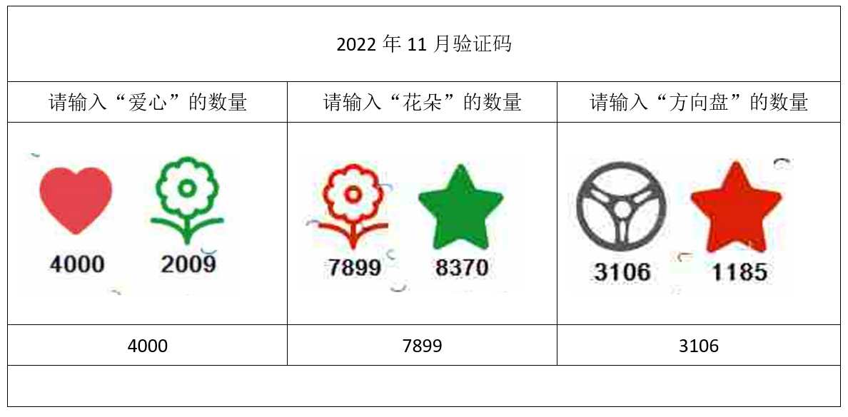 2022年11月验证码